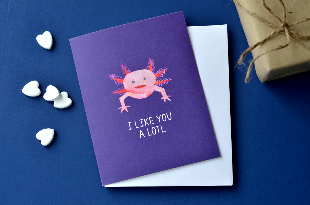 Axolotl Valentine's Day Anniversary Love Card