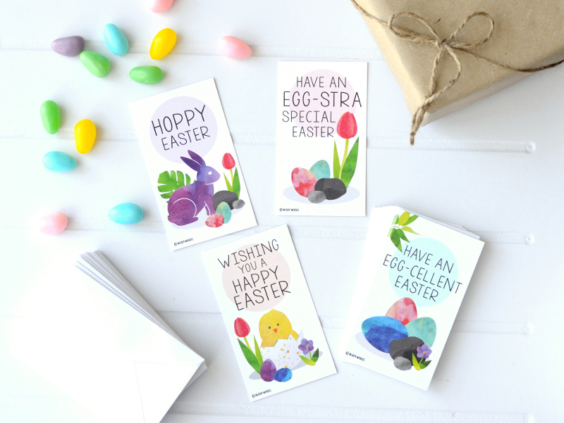 Easter Gift Tag | Bunny Chick Flowers Tulips Eggs