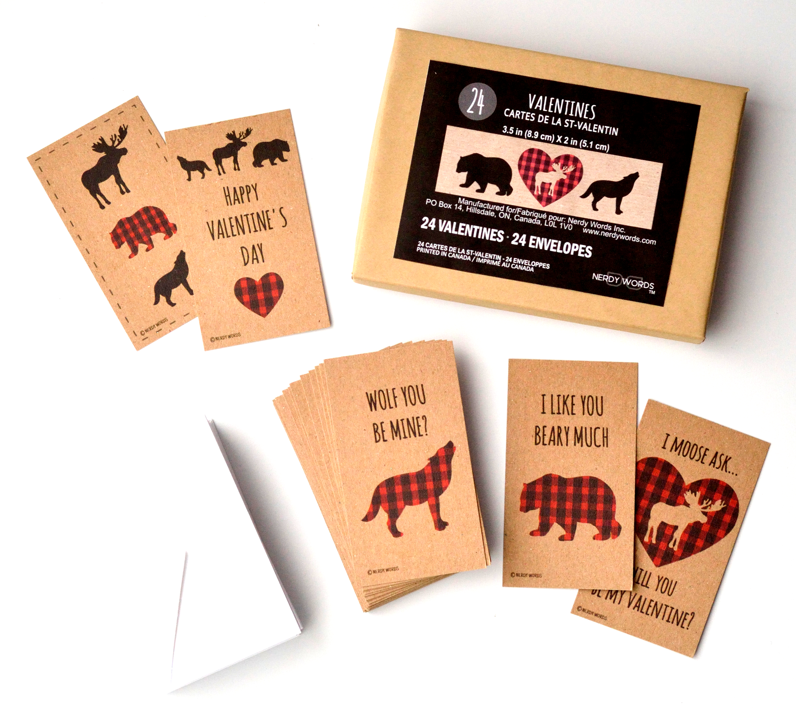 Woodland Themed Valentines - Moose, Wolf, Bear
