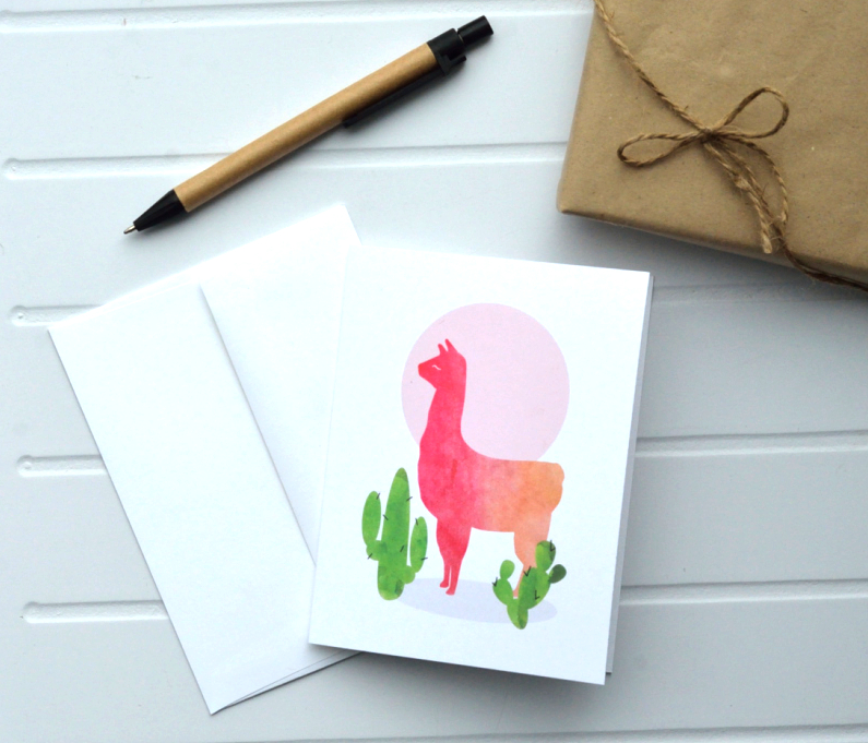 Llama Blank Greeting Cards