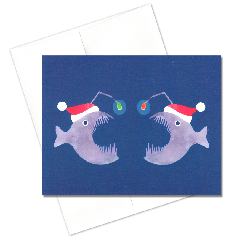 Angler Fish Festive Christmas Card