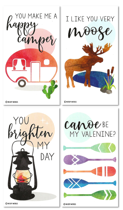 Moose Canoe Paddle Lantern RV Happy Camper Trailer Valentines Cards