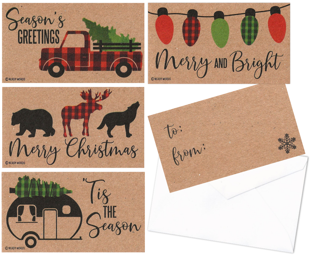 Buffalo Plaid Kraft Christmas Truck and Camper Gift Tags