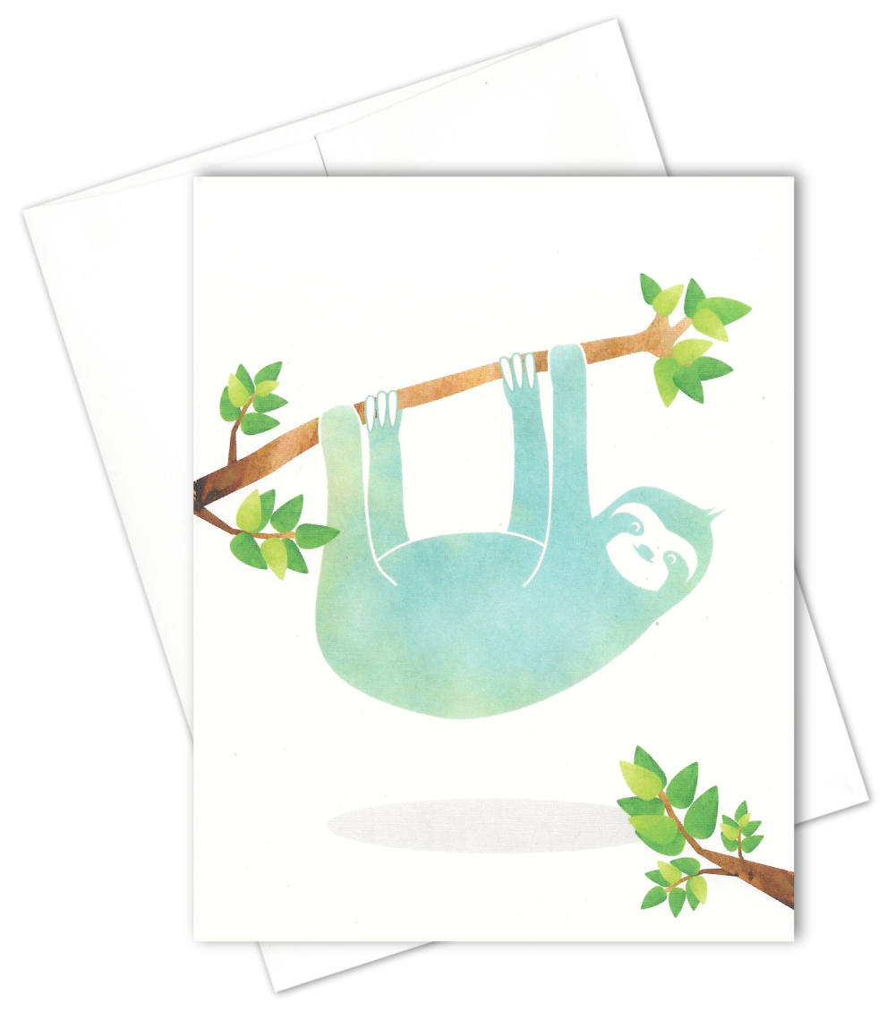 Hanging Sloth Blank Notecards